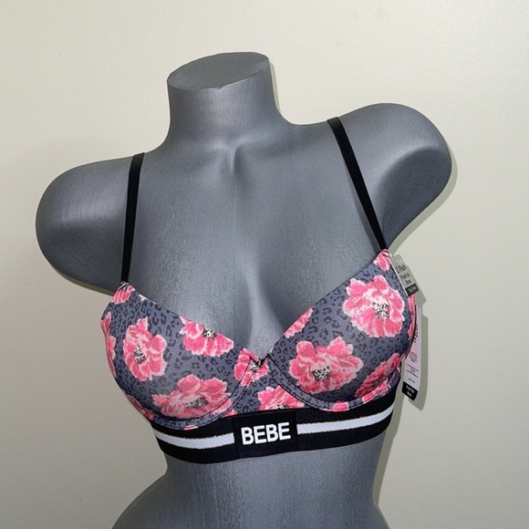 Bebe Logo Push Up Cotton Underwire Padded Bra. NWT - Picture 1 of 15
